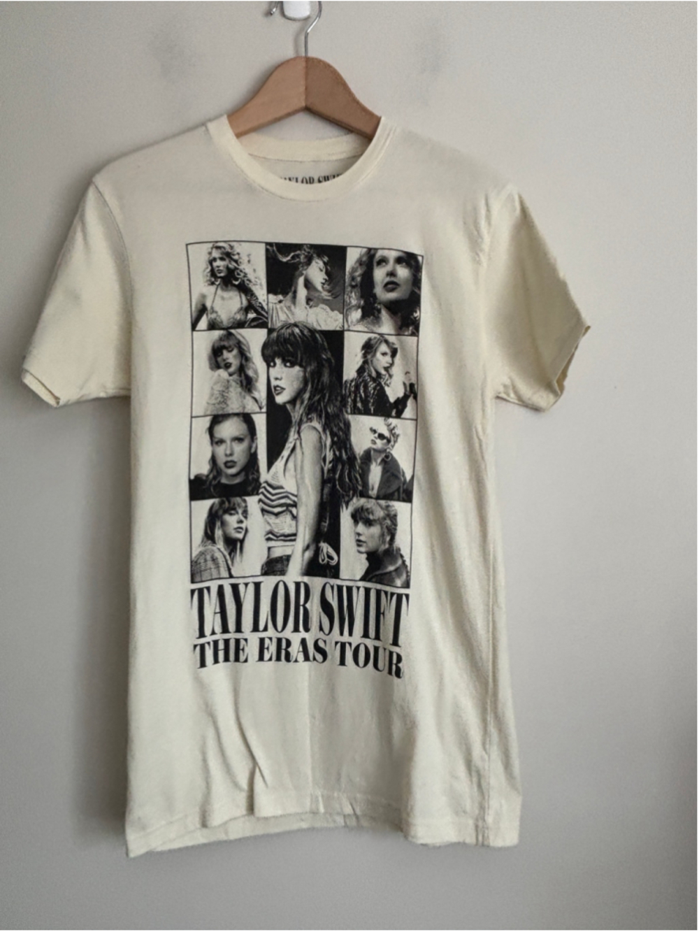 Taylor Swift The Eras Tour Authentic Graphic Tee, Size S, Cream/Black Tour Tee